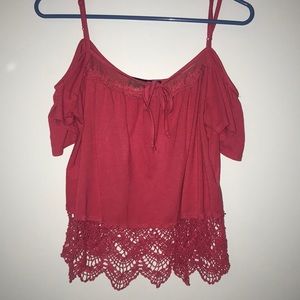 Off the shoulder pink lace top